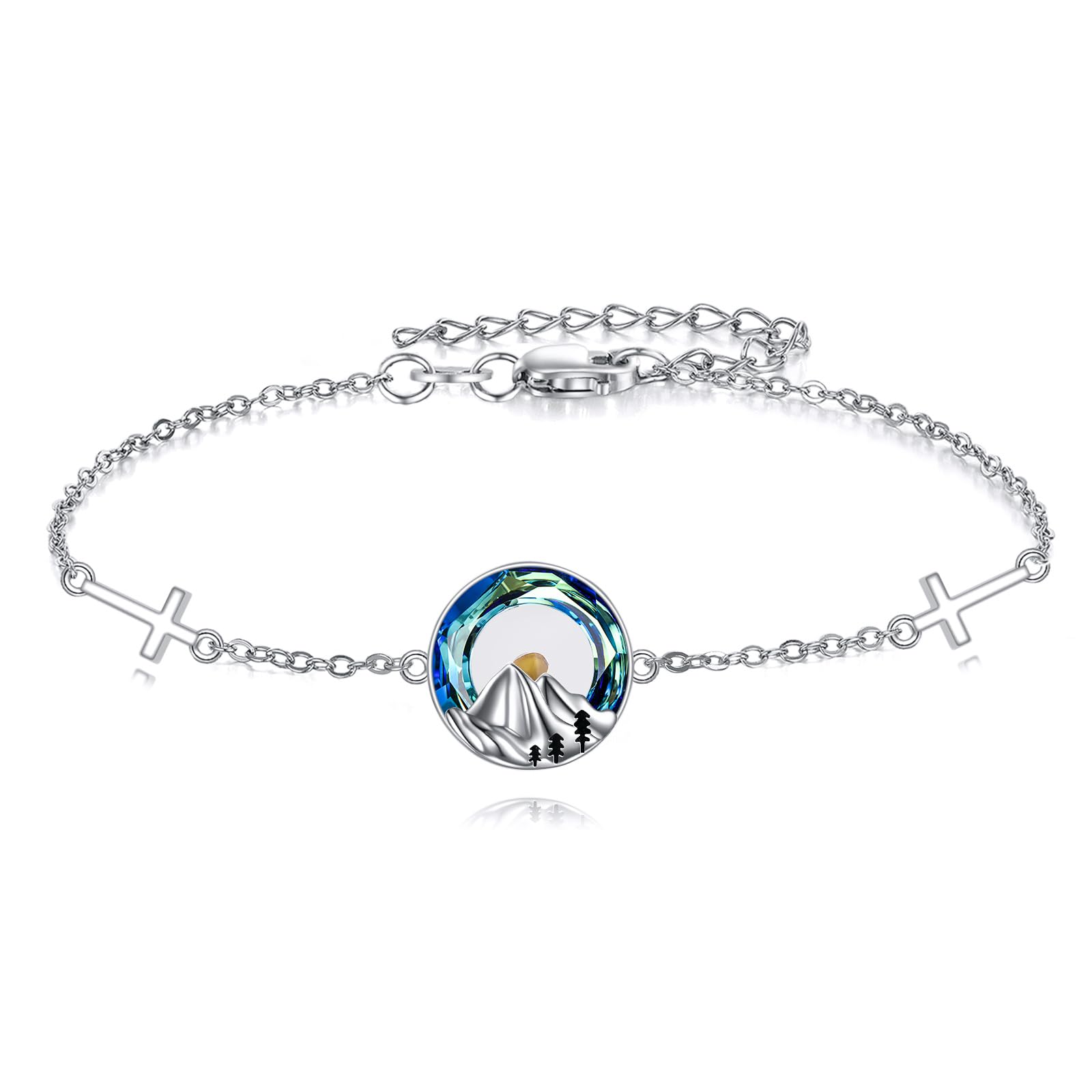 AOBOCO Mustard Seed Bracelet 925 Sterling Silver Cross Bracelets Christian Faith Jewelry Gift for Women