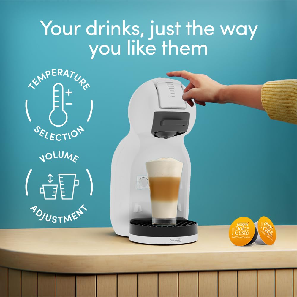De'Longhi Nescafé Dolce Gusto Mini Me 2 kompaktowy ekspres do kawy na kapsułki, automatyczne wyłączanie, gorące i zimne napoje, ciśnienie 15 bar, biały (EDG335.W)