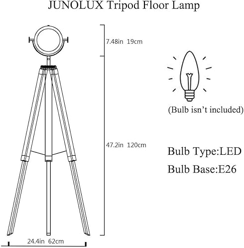 Miniatura 7 de Lámparas de pie de madera contemporáneas modernas con trípode para sala de estar, focos de metal altos ajustables para dormitorio, lectura Edison