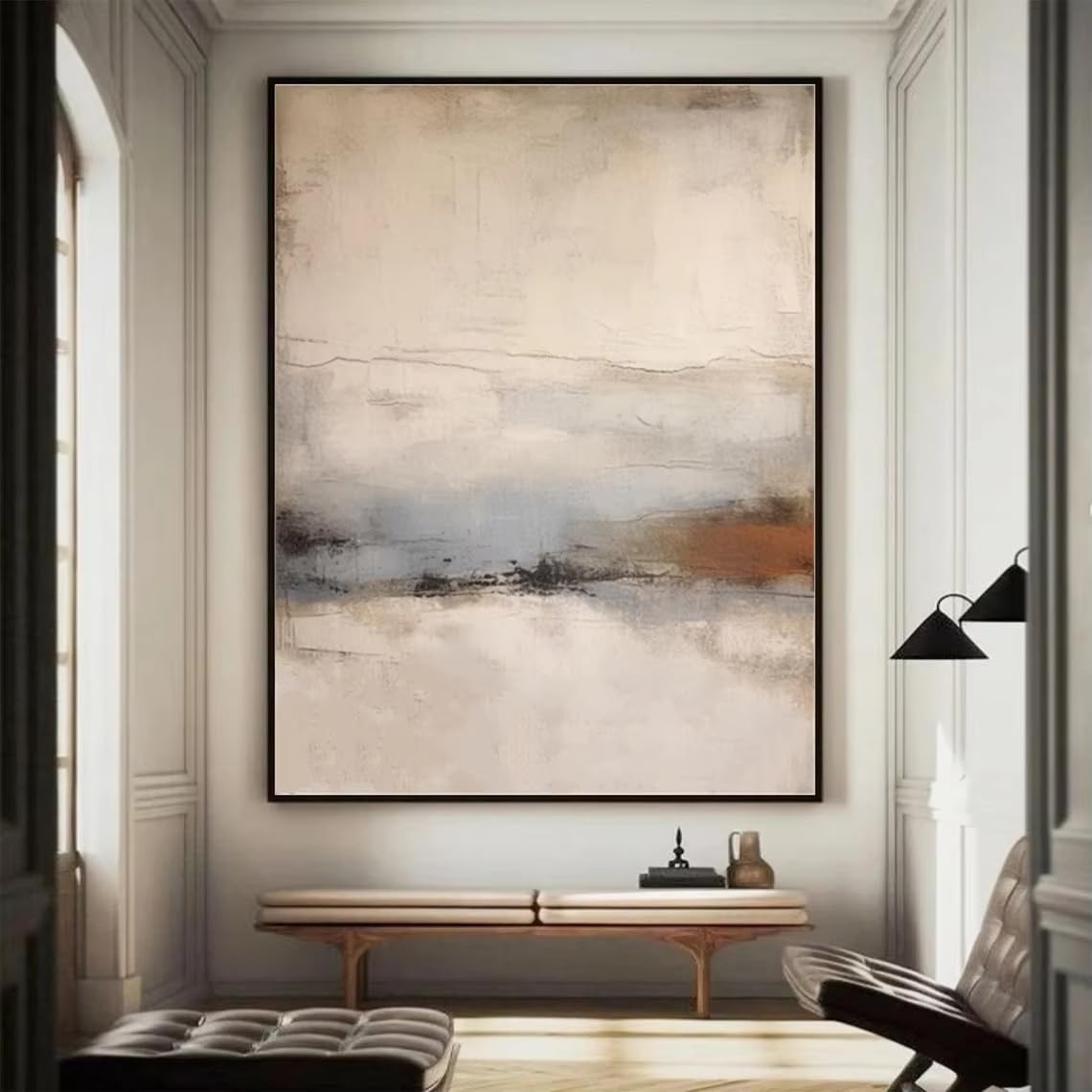 DFZEWKI Beige Abstract Painting Beige Wall Art Circular Wall Decor Canvas Home Decor Abstract Art(40x50cm(16x20in)/No frame)