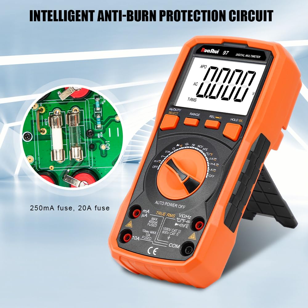 Digital Multimeter Tester 4000 Counts 1000V DC/750V AC Voltage Meter Auto Range Ammeter Data Hold OHM NCV Electric Tester