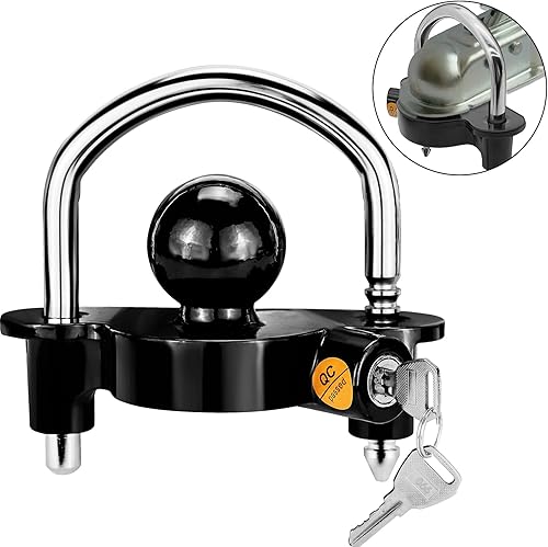 Miniatura 1 de Funmit Cerradura de acoplador de remolque con llaves para acopladores de 1-78 pulgadas 2 pulgadas y 2-516 pulgadas cerraduras universales ajustables