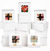 Vista 1 de VGOODALL 15 cajas de galletas, 4 x 4 x 2.4 pulgadas, mini cajas blancas de panadería con ventana para pasteles pequeños, postres, pasteles, donas