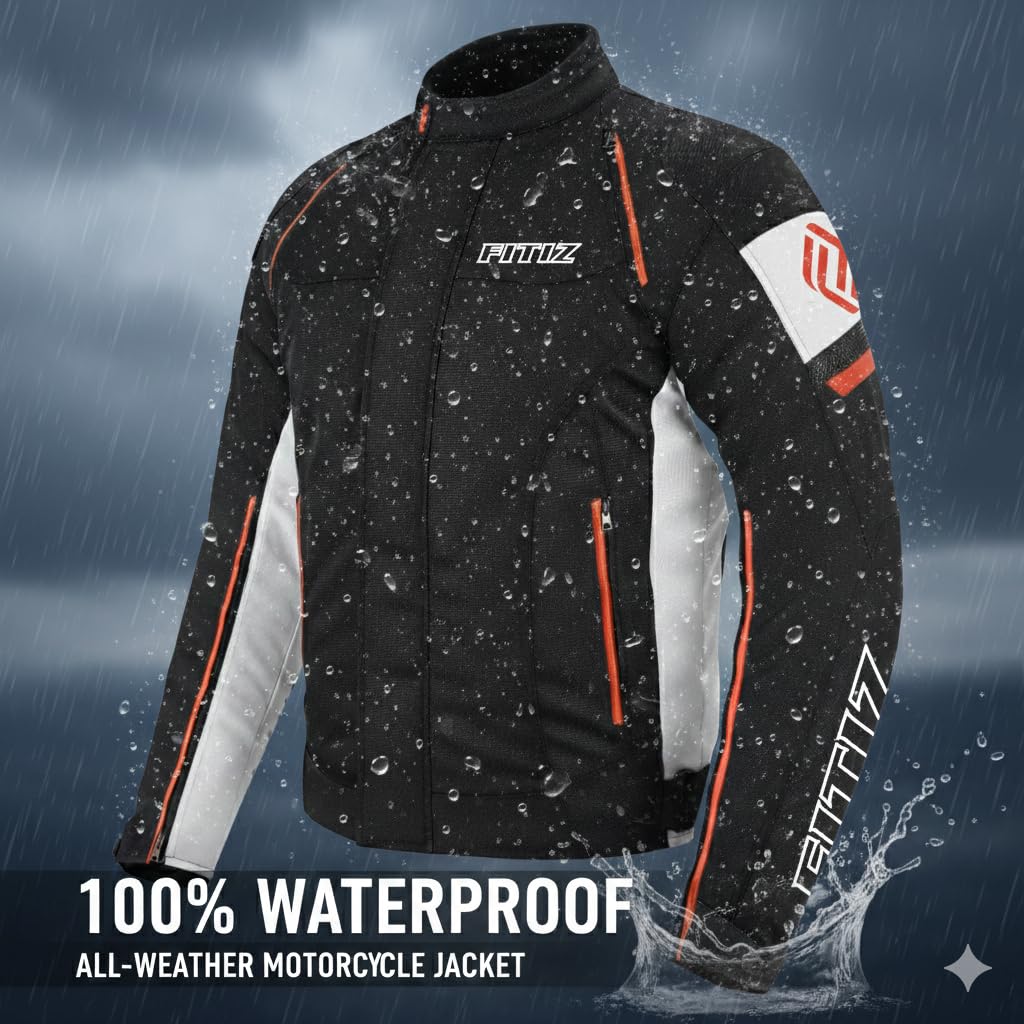 Premium Motorcycle Jacket Men for Adventure/Touring with Cordura Textile Summer Winter Windproof Bike Jacket for Racing, Riding Removeable CE Approved Protections — view 5