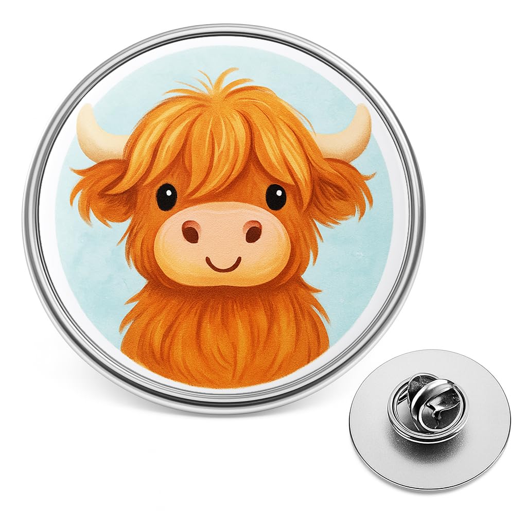 Scottish Lapel Pin Badge – Scotland Flag, Highland Cow & Funny Scottish Sayings Pins – Metal Brooch Gift Souvenir for Scots, Clan, Tartan, National Events & Scottish Pride (Cow Highland)