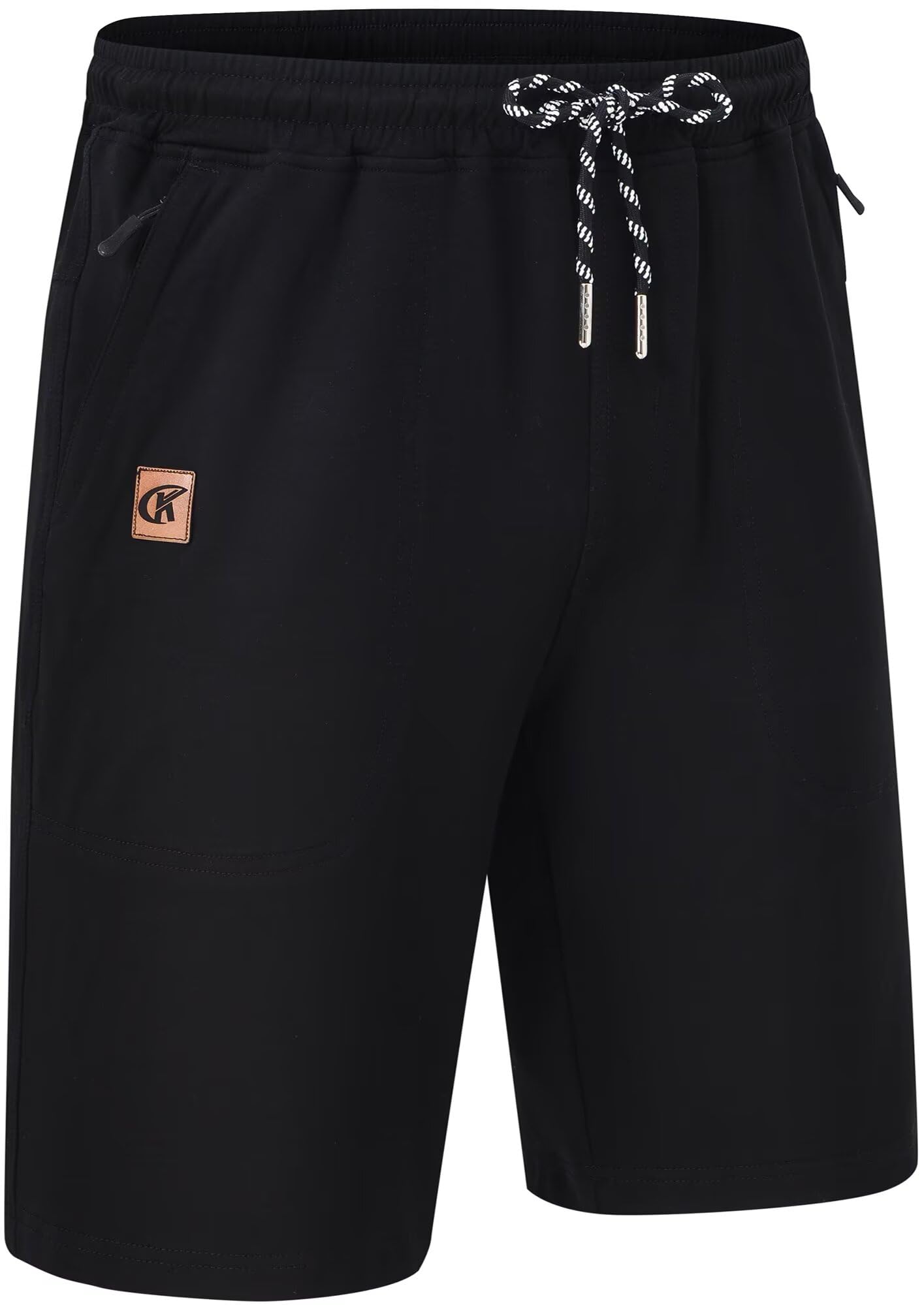 QPNGRP Men's 9" Inseam Zipper Pocket Stretch Shorts