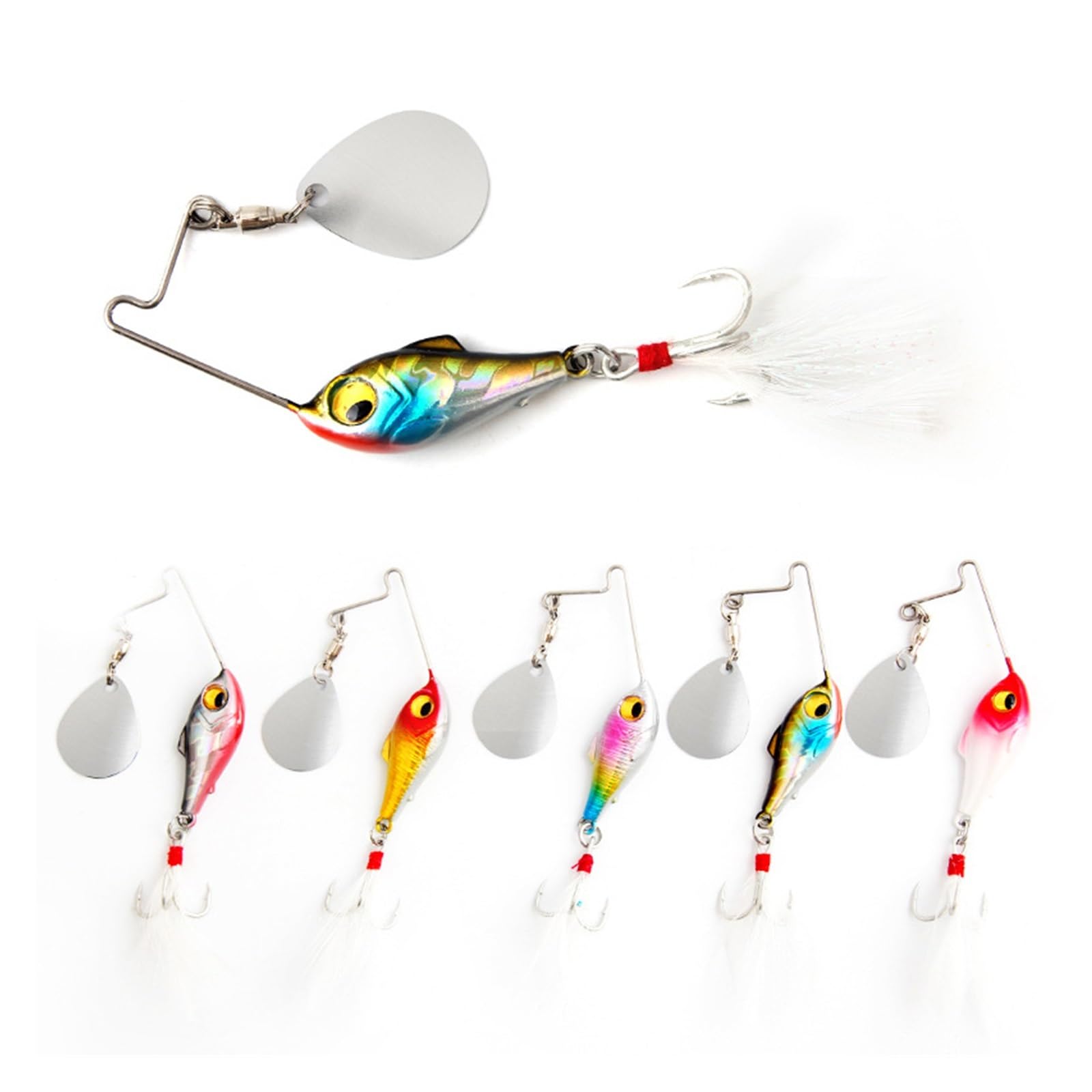 Przynęty wędkarskie, 3D Eyes Miękka przynęta wędka 5 szt. 10g 15g 20g przynęta wędkarska obrotowa kompozytowa cekiny przynęta typu spinner długi rzut tonący z hałasem sztuczna przynęta(10g)