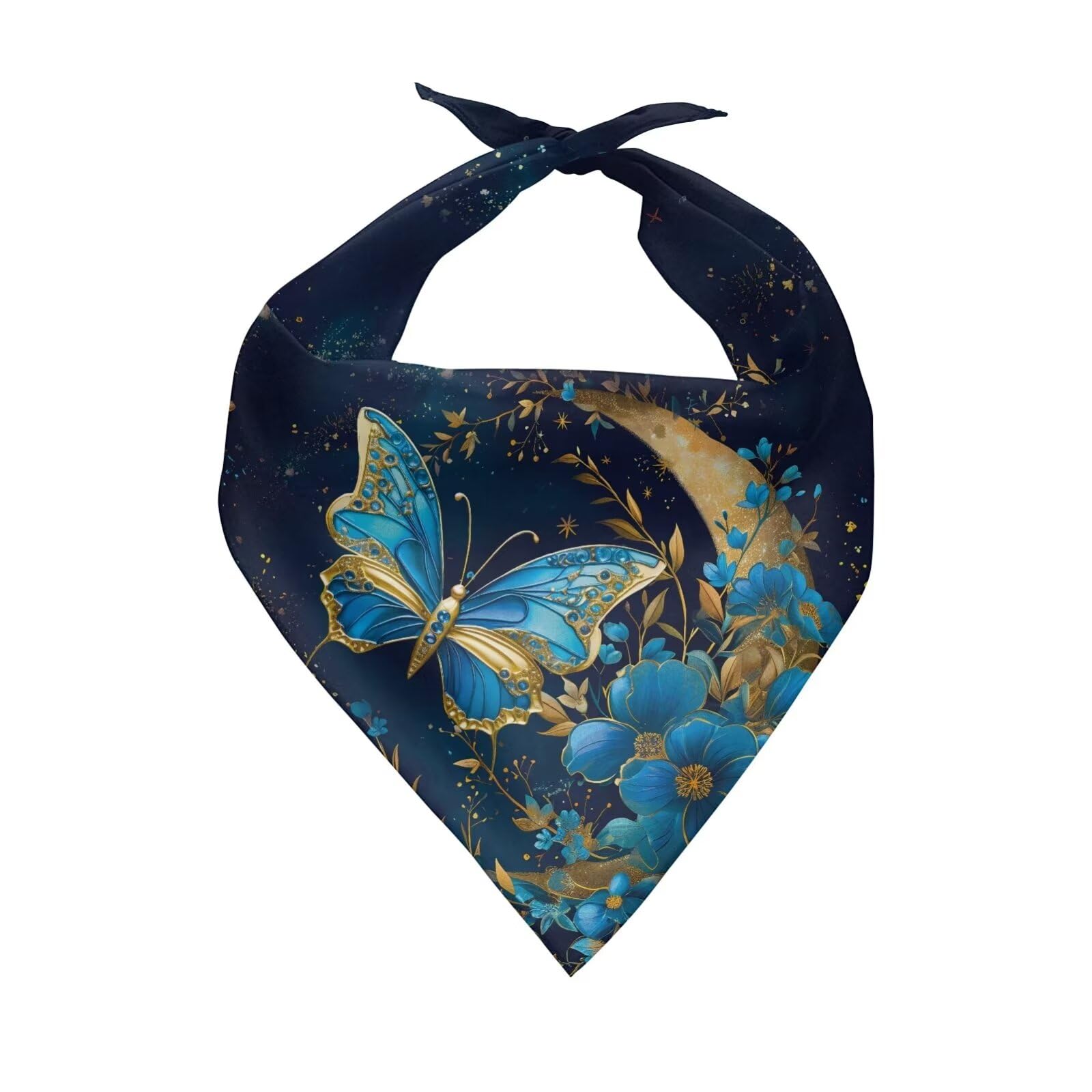 KEIAHUAN Dog Bandanas 1PC Blue Butterfly Washable Cotton Triangle Dog Scarfs Adjustable Dog Bibs Handkerchief Reversible Doggie Scarf Birthday Decorations, Small — image 1