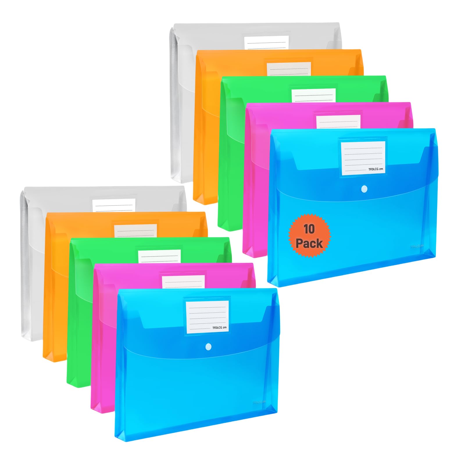 Amazon.com : 10 Pack Plastic Envelopes with Snap Closure