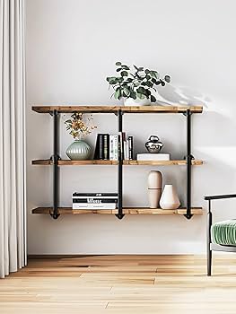 Amazon.com: Toemics Industrial Wall Mount Iron Pipe Shelf, 3 Tier