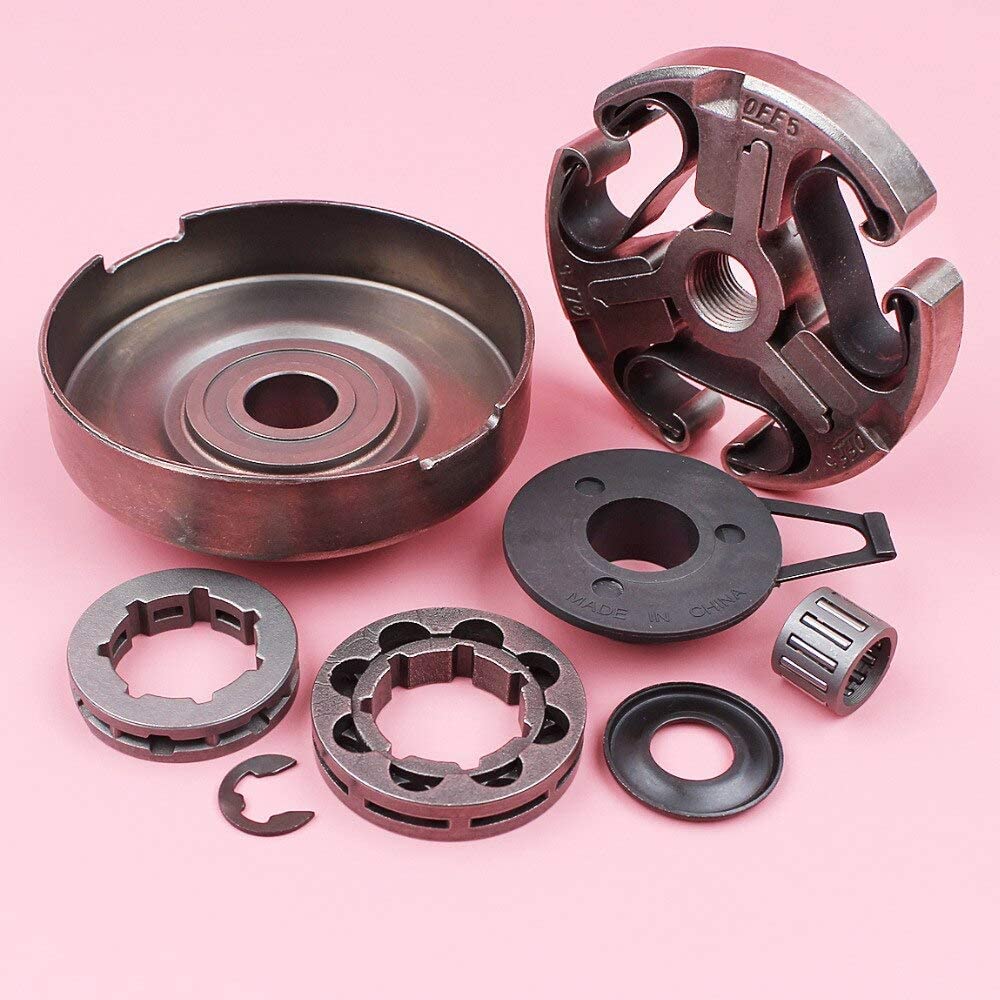 Conjunto de tambor de embrague apto para Husqvarna 365 362 371 372 motosierra pieza de repuesto piñón llanta engranaje gusano arandela clip kit cojinete de aguja motosierra embrague tambor