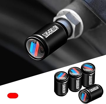 Tire Valve Stem Caps for BMW M 1 2 3 4 5 6 7 8 Series X1 X2 X3 X4 X5 X6 X7 M3 M5 Z4, Anodized Aluminum Tire Valve Cap Set, Corrosion Resistant, 4 Pack Black