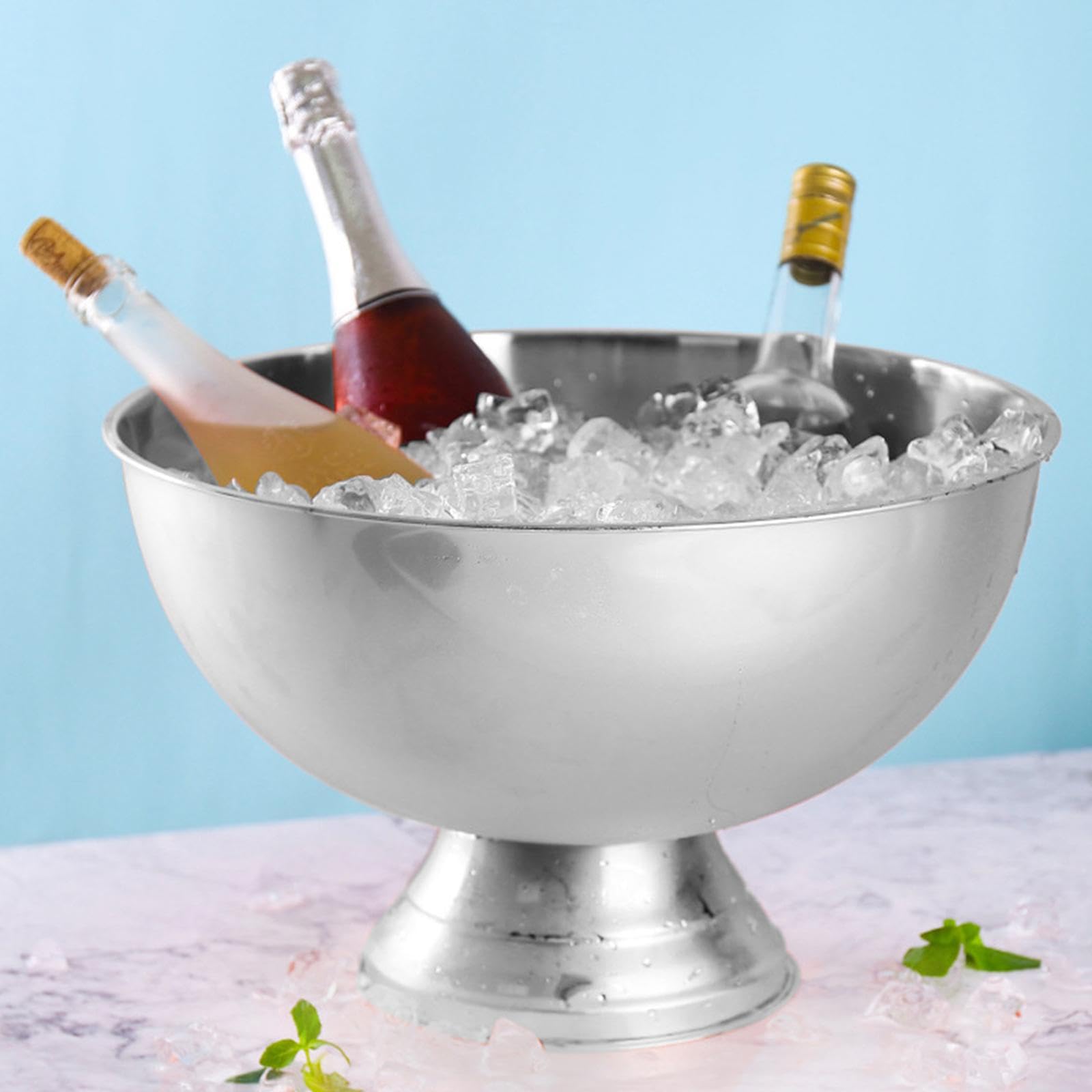 Qectial Cubeta de Hielo de Acero Inoxidable Recipiente para Hielo de Vino Barril para Enfriar Bebidas Material Resistente Adecuado para Reuniones