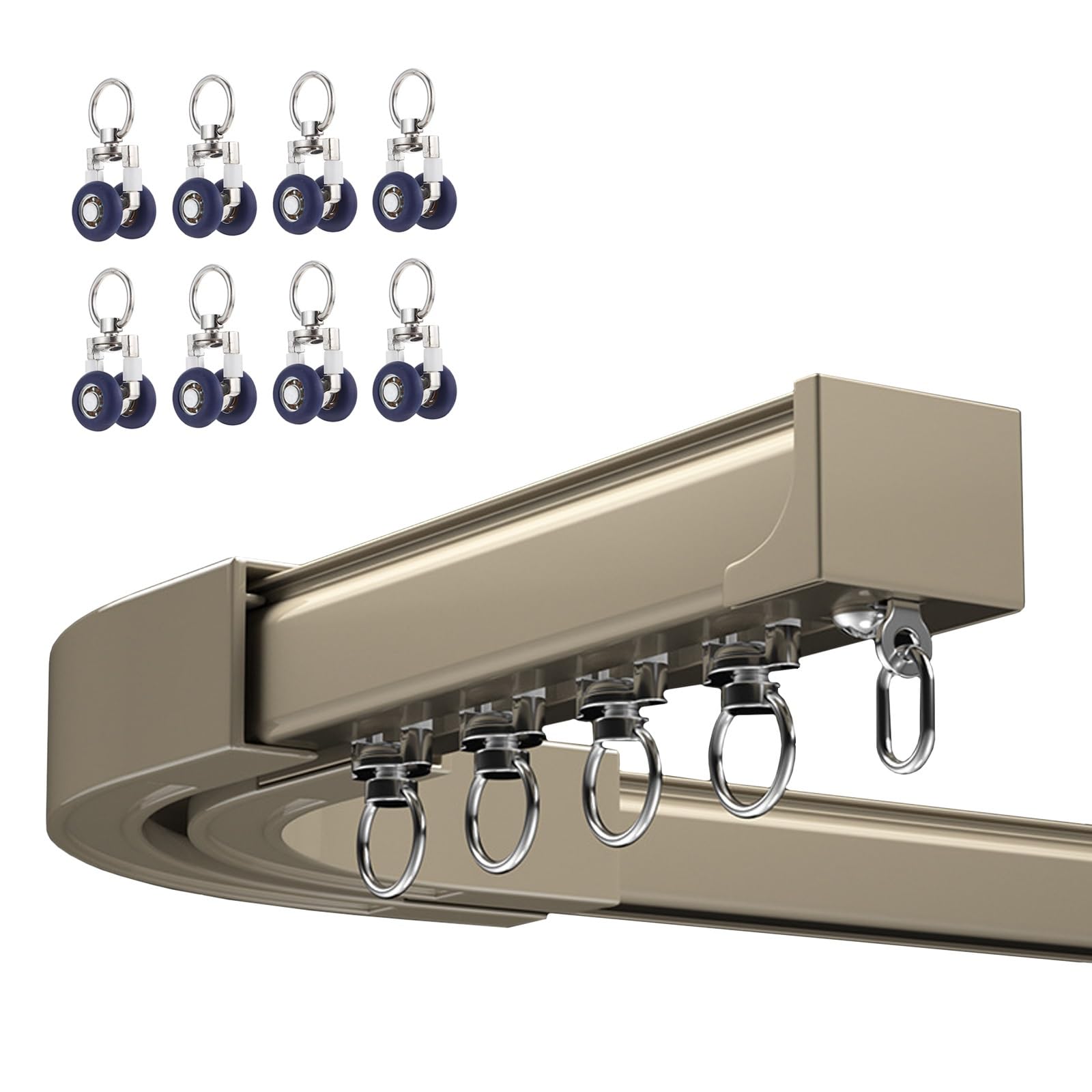 LIYI929GP 3m 4m 5m 6m Curtain Track Glider Rail For Straight And Bay Windows, With Universals Bearing Wheel Silent Pulley, Single/double Straight/curved Track, For Bed RV Track System Room Divider