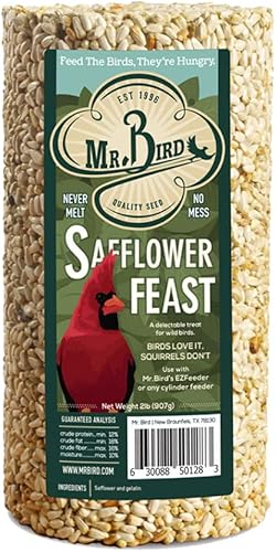 Miniatura 3 de Mr. Bird Safflower Feast - Cilindro de semillas de aves silvestres de 28 onzas  Alimento para aves silvestres para aves al aire libre  Alimento para