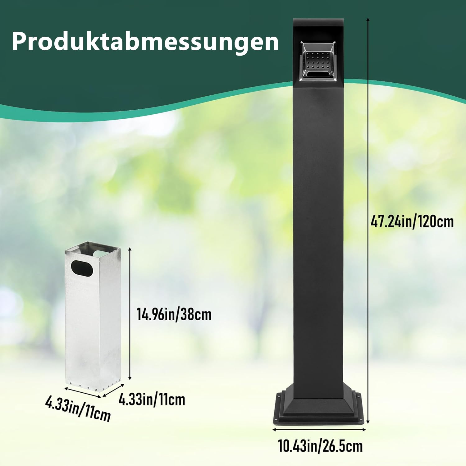 Contenedor de basura de 1,2 m de pie de acero inoxidable para exteriores, cubo de basura vertical independiente con llave, cubo de basura para interior al aire libre, pub hotel, restaurante
