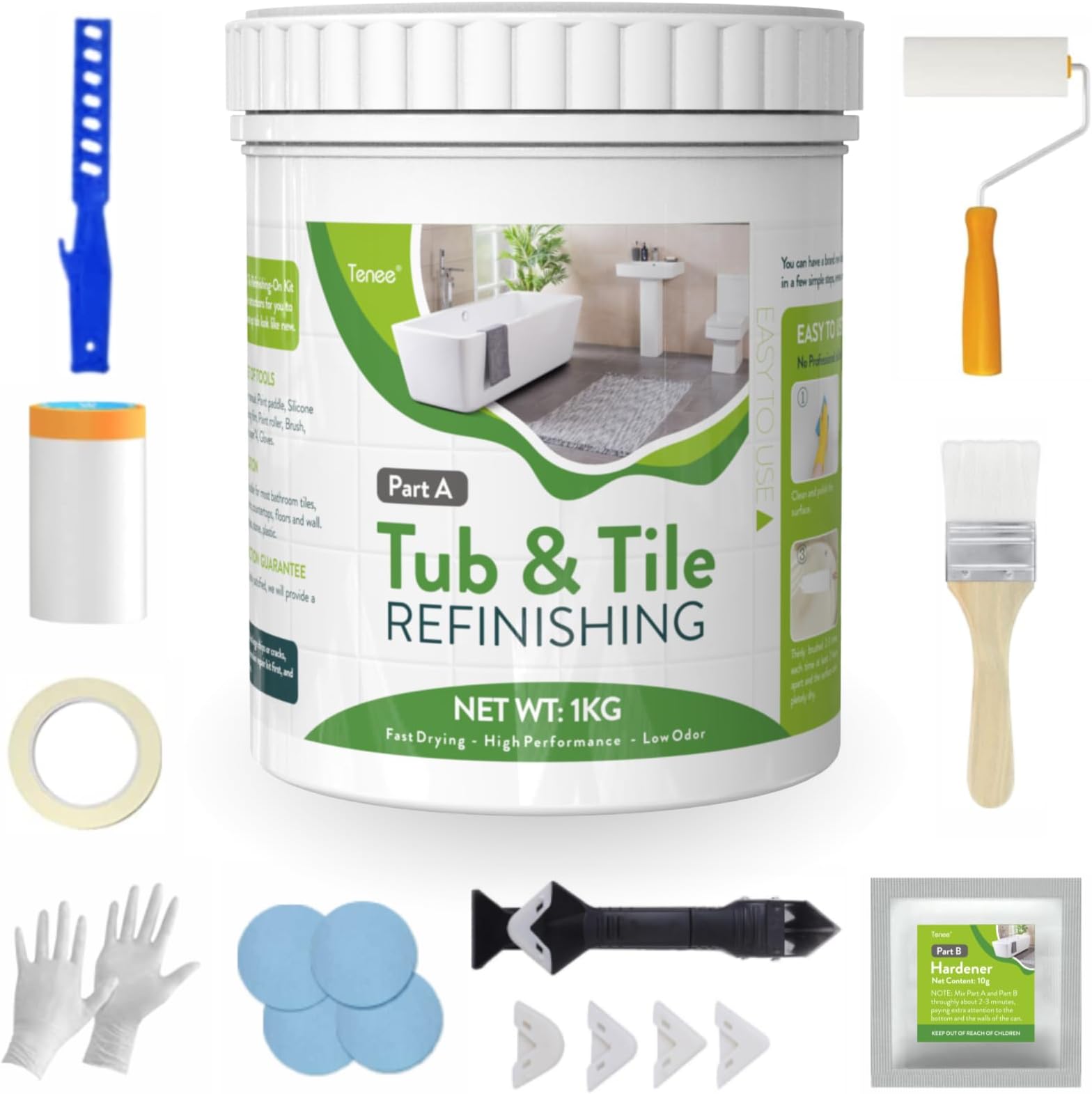 RustOleum 7860519 4 Pack White Bathtub & Title Refinish Paint Kit