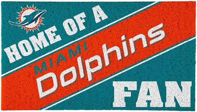 Team Sports America Miami Dolphins, Officially Licensed Door Mat 28 x 16 Inches Indoor Outdoor Sports Fan Rug