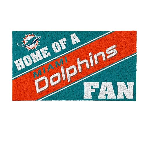 Team Sports America Miami Dolphins, Officially Licensed Door Mat 28 x 16 Inches Indoor Outdoor Sports Fan Rug