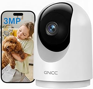 GNCC Indoor Surveillance Camera, 2K Camera, Indoor Surveillance, 360° WiFi Camera, Indoor Dog Camera with App, Baby Monito…