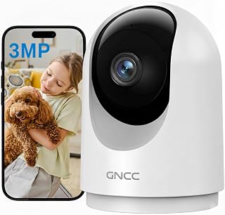 GNCC P5 2K Indoor Security Camera: Pan/Tilt Motion Tracking, Night Vision, 2-Way Audio, Baby/Pet Monitor with Alexa/Google Home
