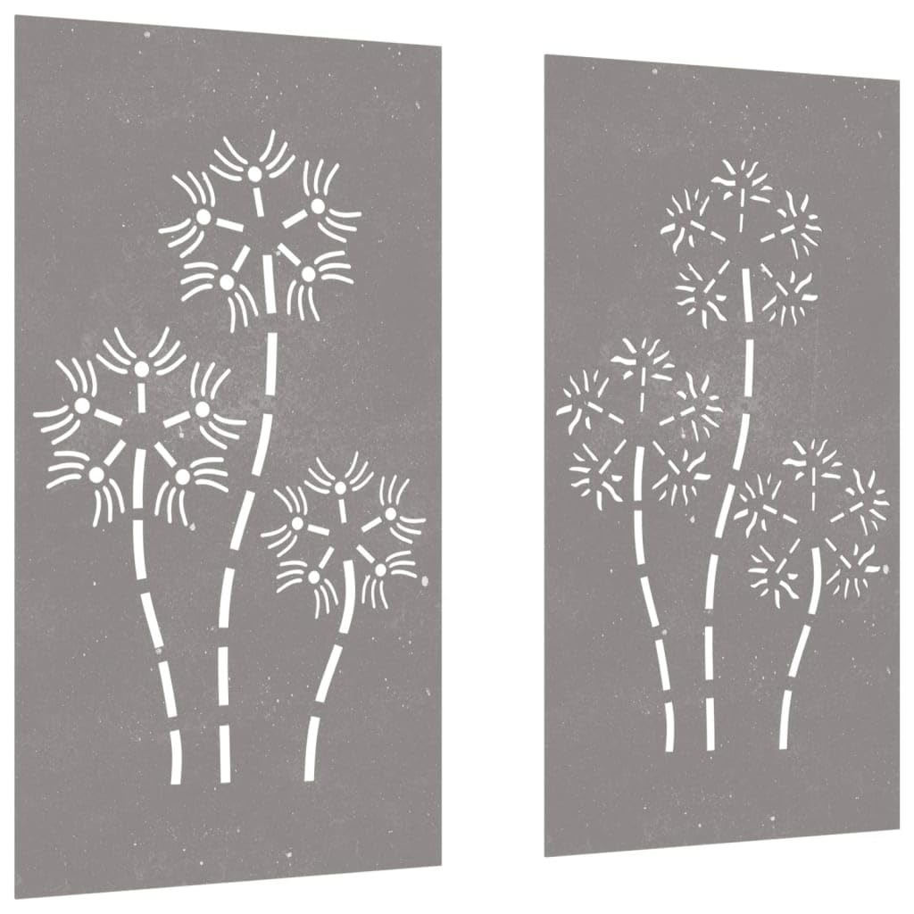 Decorazioni Muro da Giardino 2pz 105x55 cm Fiore Acciaio Corten,Mobili,Mobili da giardino-824487
