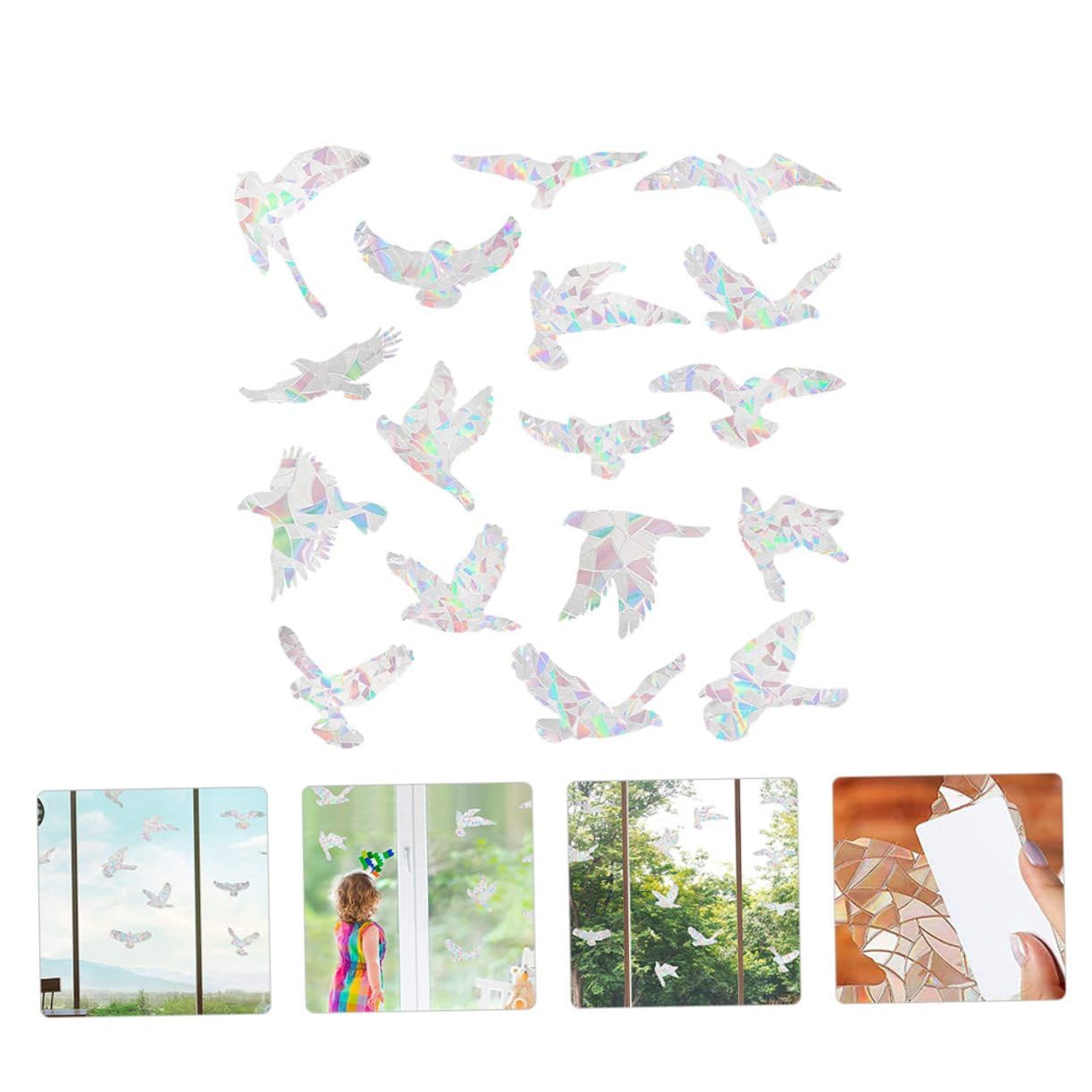 Ciieeo 3 Blätter Fensteraufkleber 3d-aufkleber Durchsichtiges Aufkleberpapier Durchsichtiger Fenstervorhang Vogelförmiger Aufkleber Transparente Aufkleber, Statisch Haftend Pvc