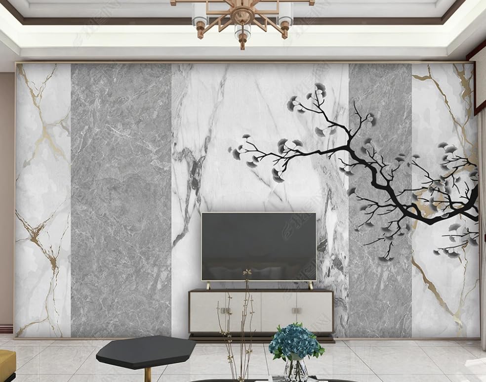 Papier peint intissé ginkgo biloba pour transformer un grand mur vide de salon