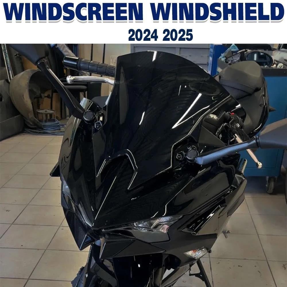 Parabrezza Moto Spoiler Per Ninja 500 Per SE Per Ninja500 2024 2025 2026 Doppia Bubble Visiera Parabrezza Spoiler Carena(Black)