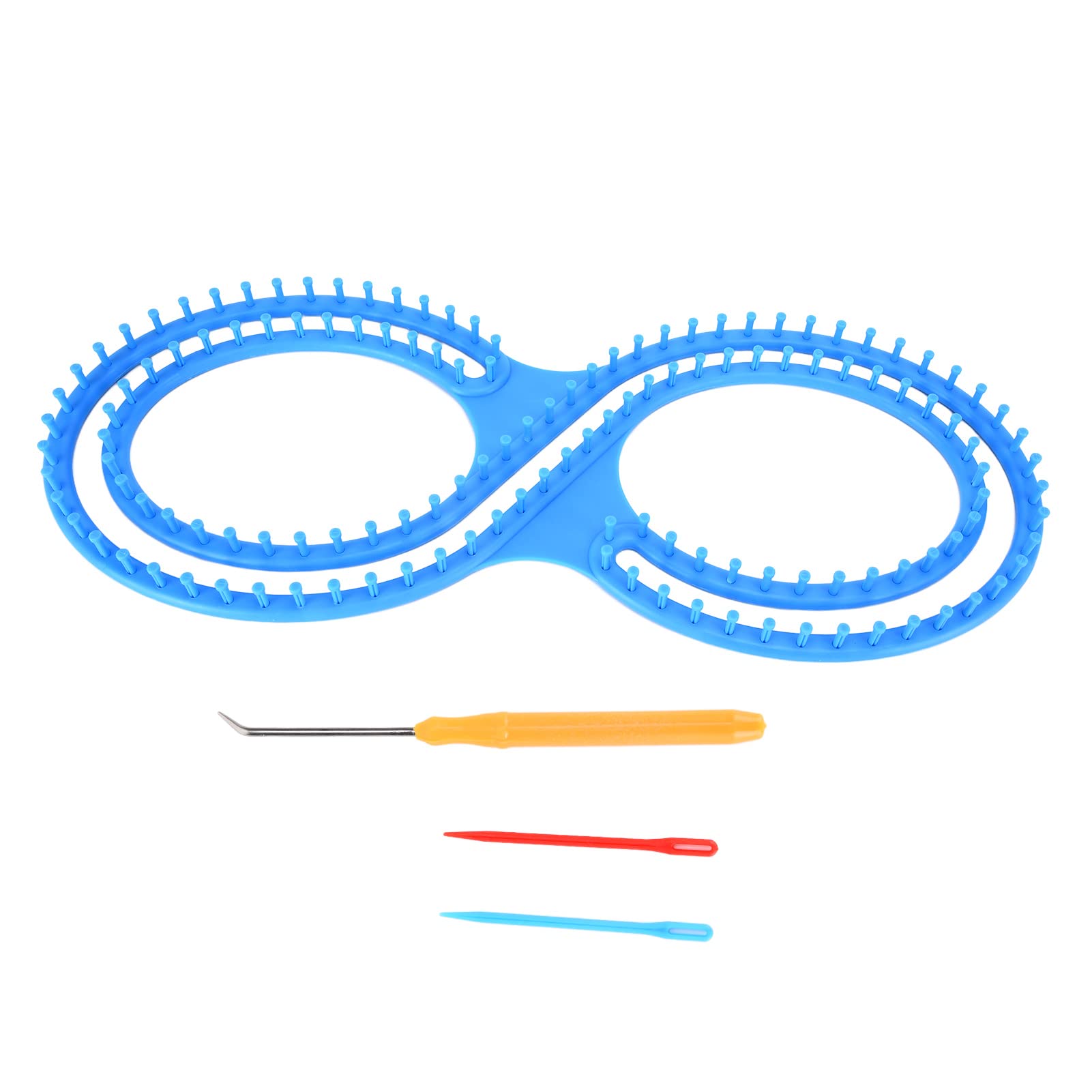 Ejoyous 8 Shape Plastic Blue Loom Kit with Crochet Suture Needles Complete Knitting Loom Set for DIY Blanket Socks Scarf Hat - Image 3
