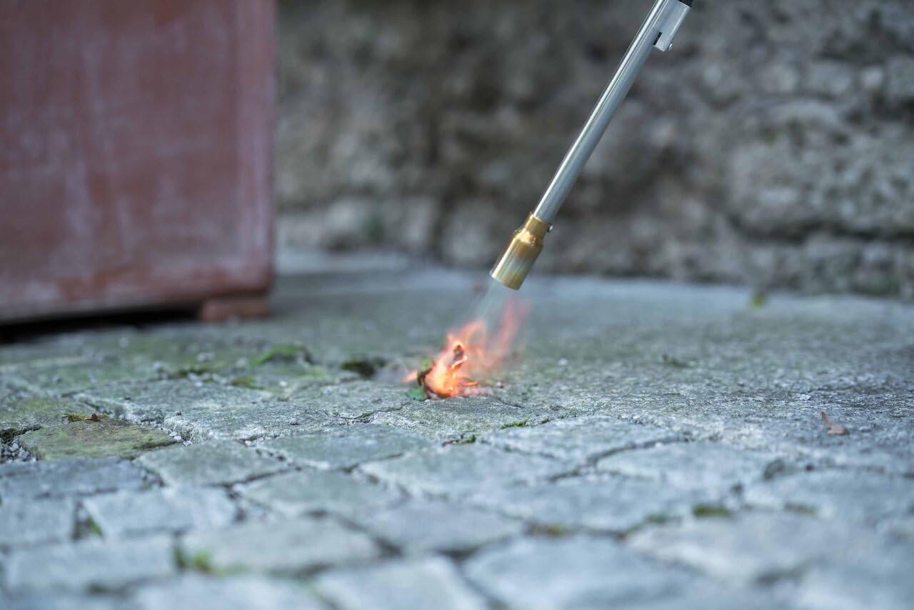 ROTHENBERGER Désherbeur industriel avec 1 cartouche de gaz de 600 ml pour le jardin comme désherbant | Température de la flamme 940 °C | Brûleur à gaz | Allumeur piézo | 1000000189