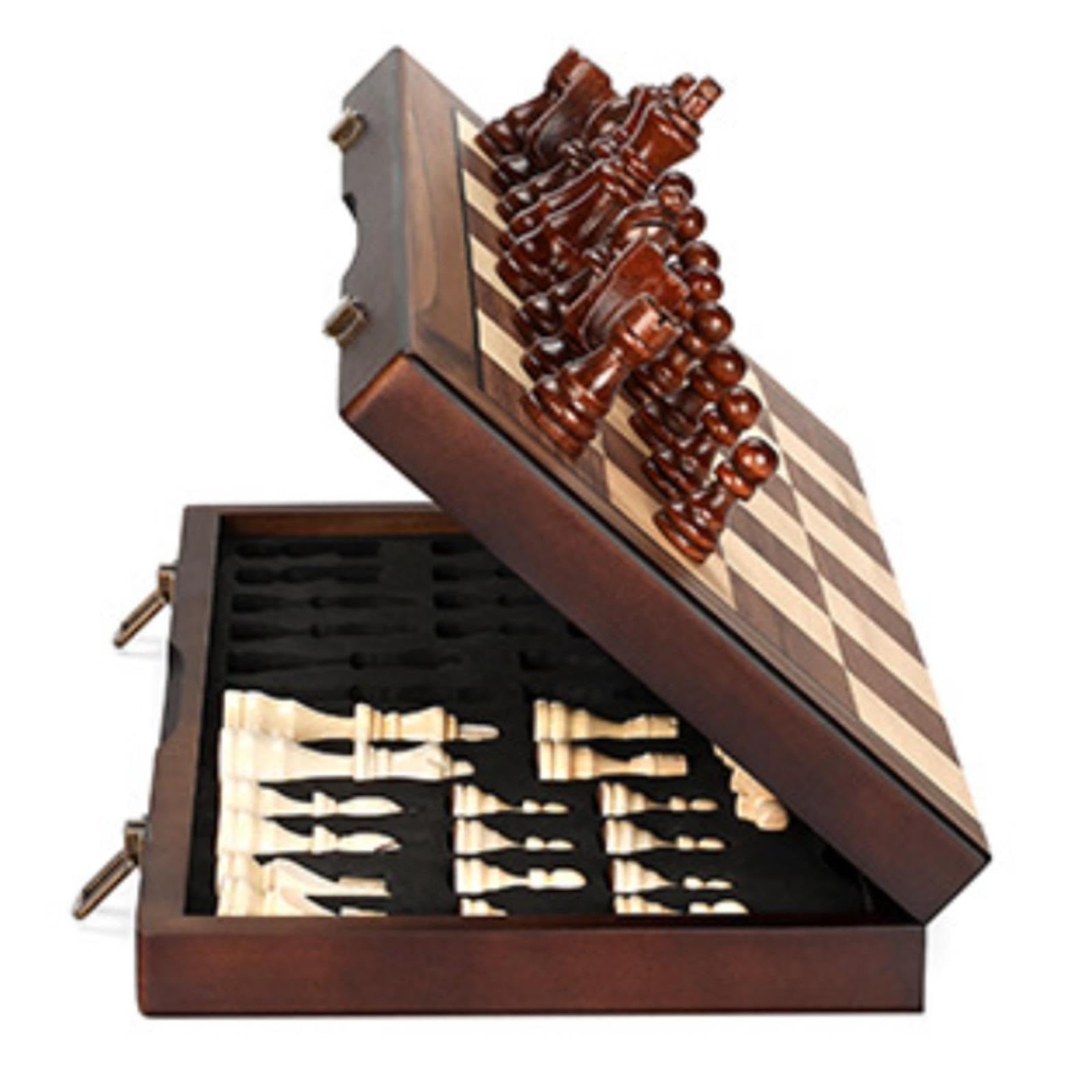 Juego de ajedrez Internacional de Madera Plano Plegable