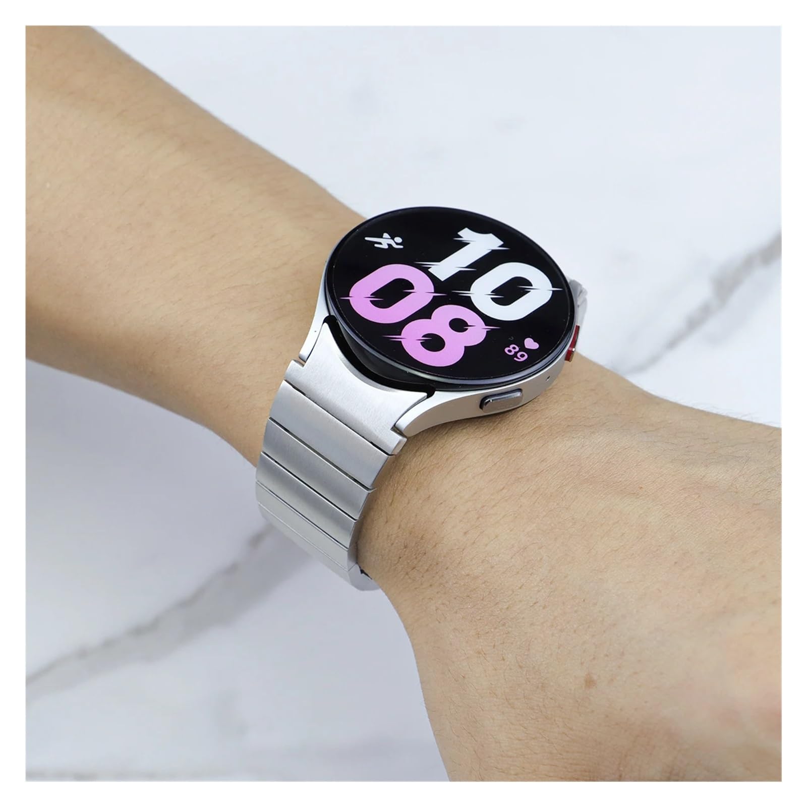 Bracelet magnétique sans espaces, Compatible avec Galaxy Watch 6/5/4 44mm 40mm 5 Pro 45mm 6 Classic 47mm 43mm, Bracelet à extrémité incurvée en métal(Titanium 2,M)