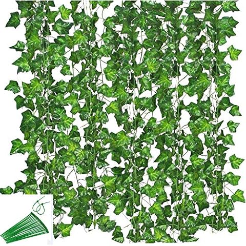 KUPOO 12 Strands 84 Feet Artificial Ivy Leaf Plants Vine Hanging Garland Fake Foliage Flowers for Wedding Party Garden Wall Decoration (Style A) Cover