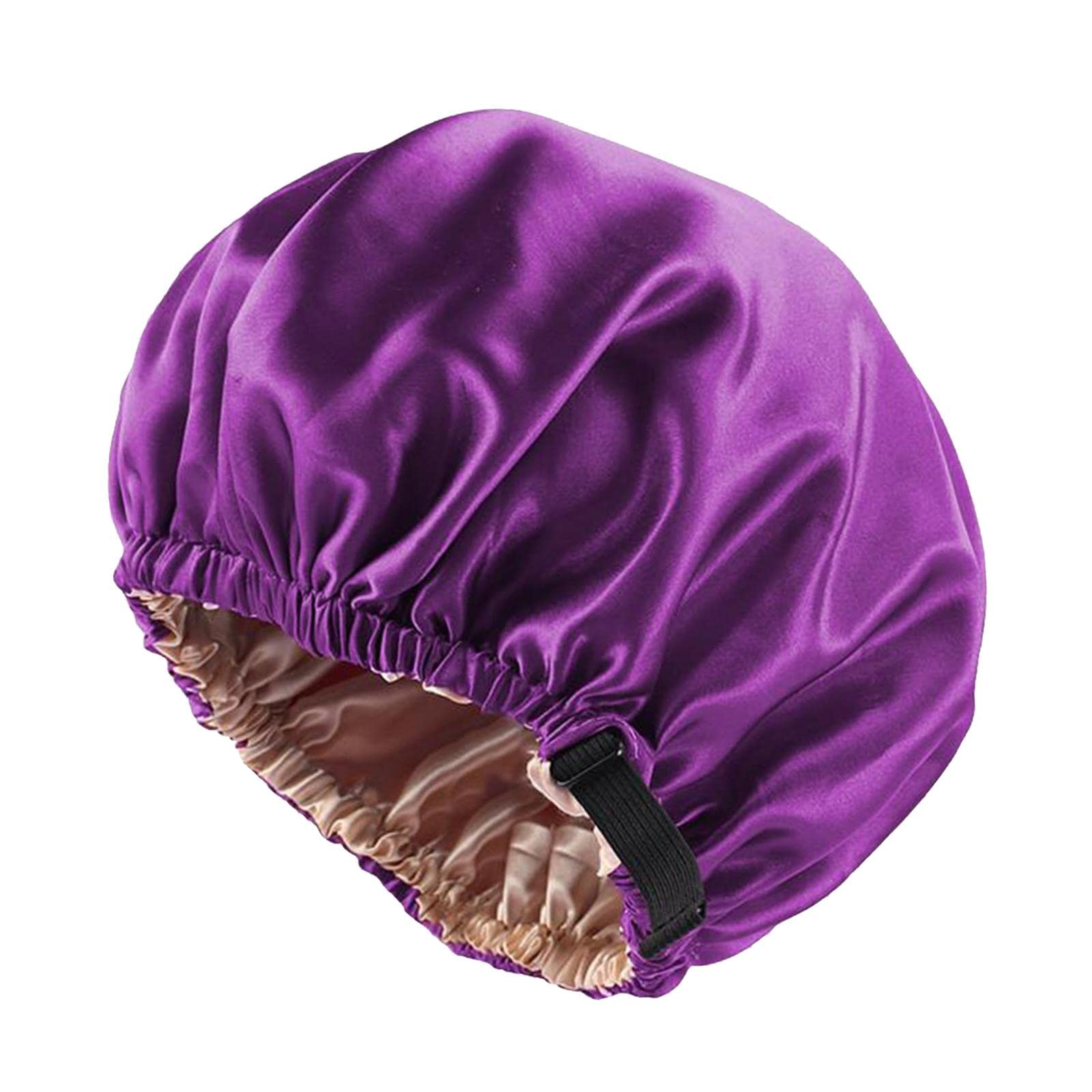 Gorro de satén de seda para dormir de noche para cabello natural rizado morado, Juego de 10 (morado), 8