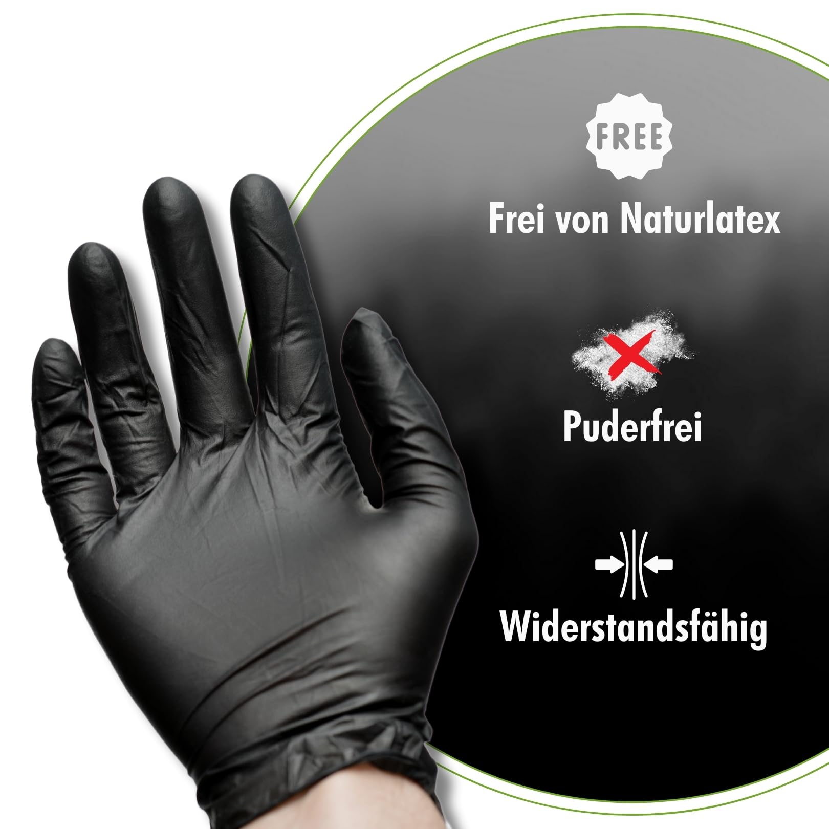 believa Tattoo Nitril Einweghandschuhe Schwarz, 1000er Box (10 x 100 Stück) Latex- & Puderfrei in M