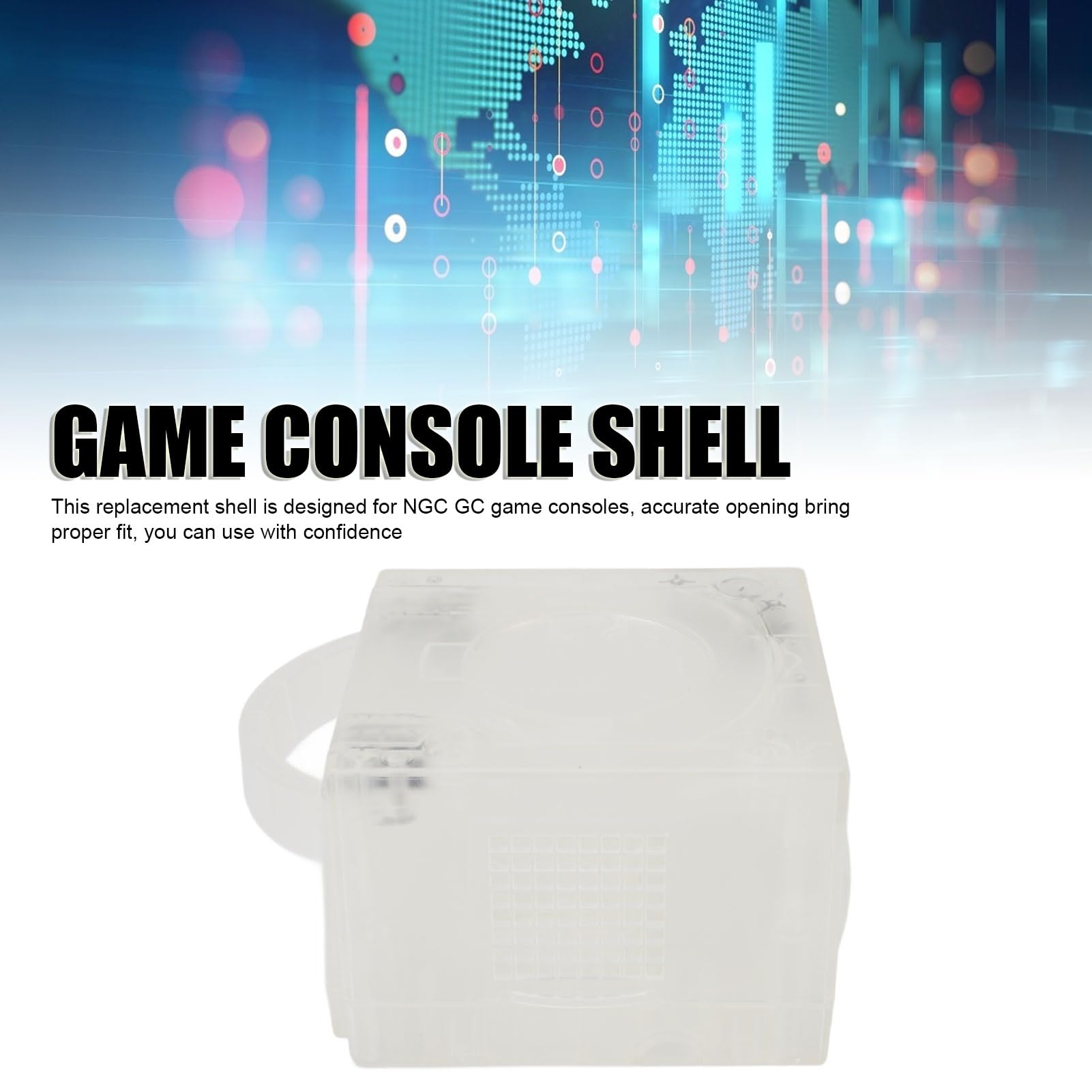 Generic Carcasa de Repuesto para Consola de Juegos, Carcasa de Plástico ABS Duradera para Consola Doméstica GC, Incluye Dos Paneles (Blanco Transparente)