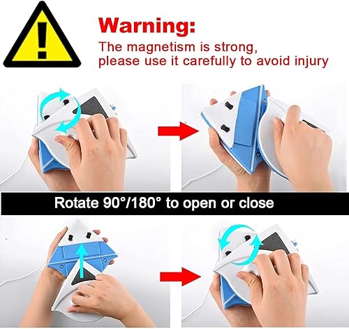 Miniatura 7 de Limpiador magnético de ventana de doble cara con imán de vidrio, cepillo de limpieza de ventanas, para el hogar, 0.118-1.181 in, herramientas de