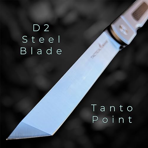 Miniatura 9 de Cuchillo plegable de bolsillo EDC con mango de titanio macizo! Hoja de acero D2! Incluye funda (estándar de tatsu)