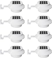 FALOVE 8-Pack White Solar Gutter Lights - Waterproof No-Drill LED Fence Deck Lights for Garden Path Patio Backyard Railing