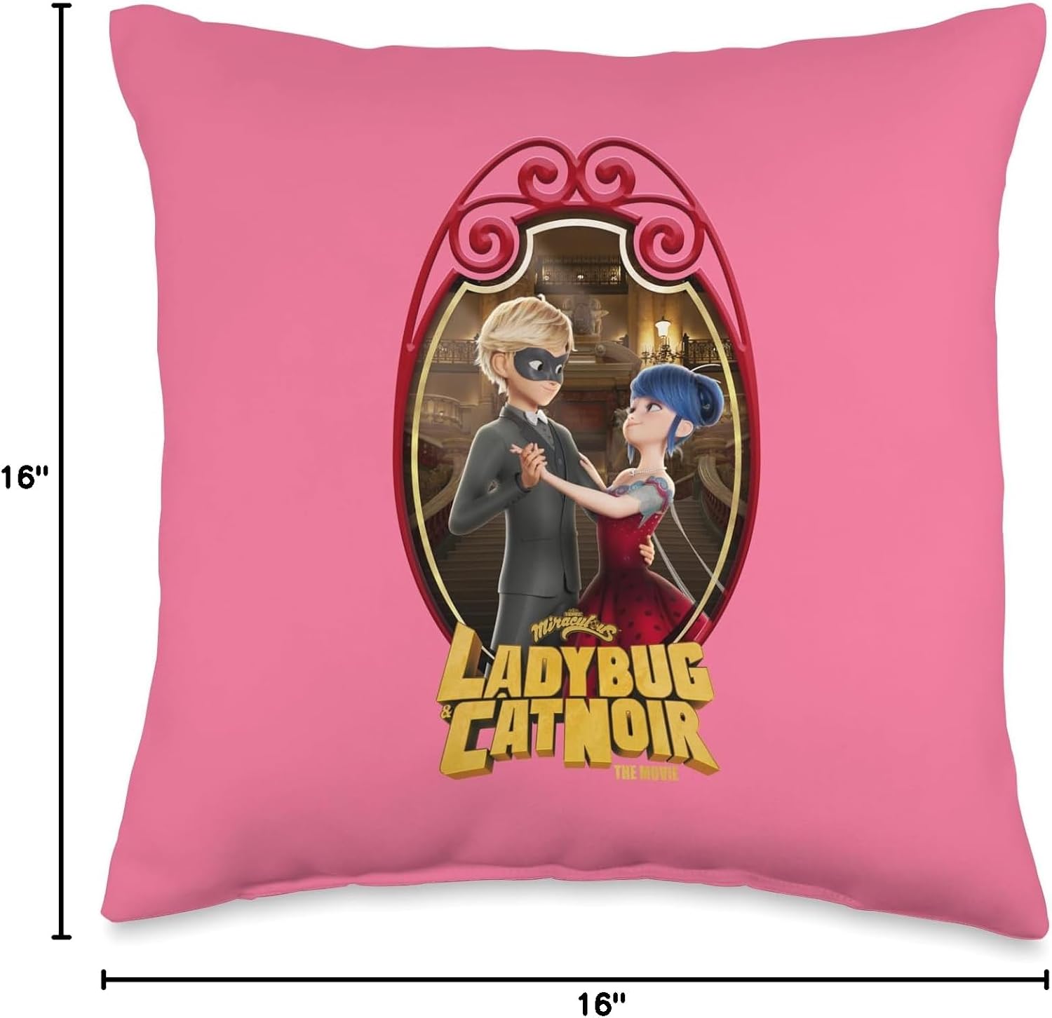Miraculous Ladybug and Cat Noir The Movie Ball Dancing Throw Pillow