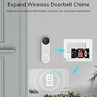 Vista 2 de Satisure Timbre inalámbrico para timbre de puerta Google Nest (con cable, 2ª generación y 3ª generación) Extensor de timbre con receptor se conecta