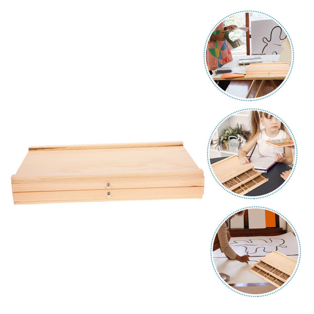 Boîte de Rangement pour Matériel D’art en Bois, Portable, à Tiroirs