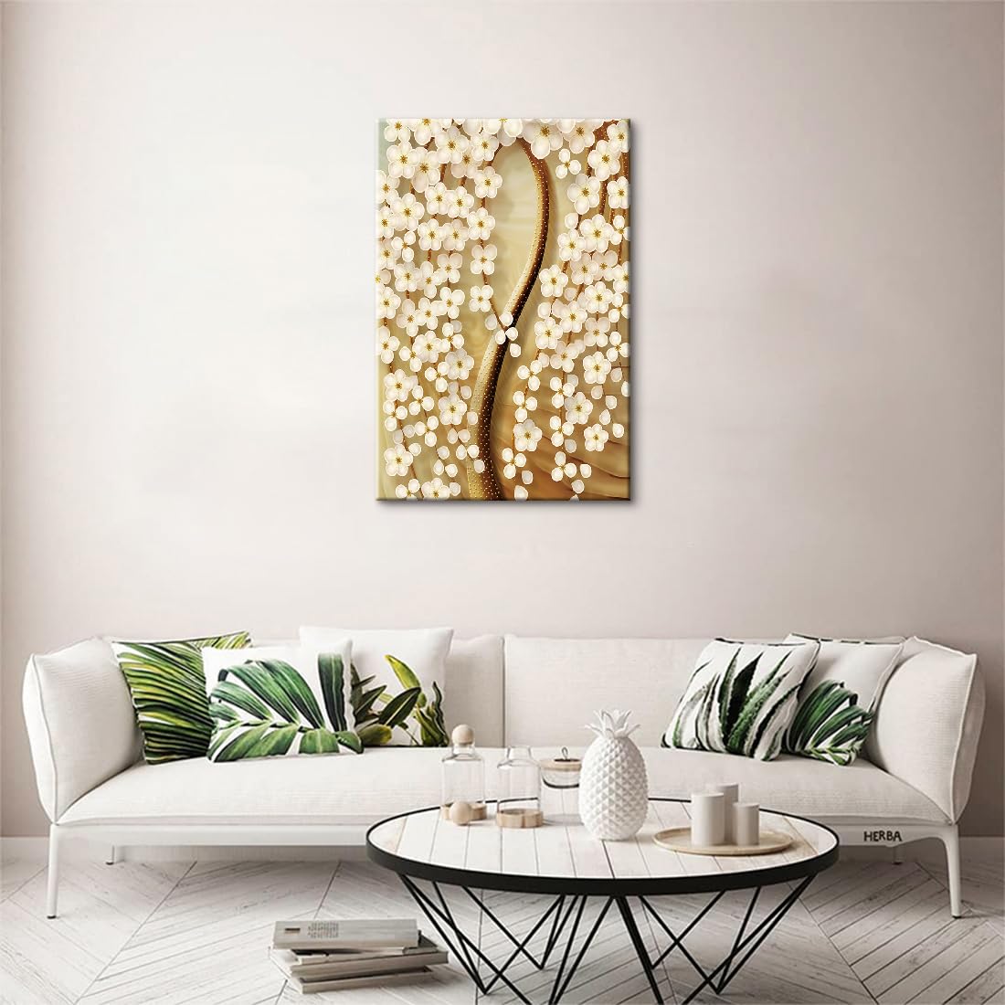 Amazon.co.jp: アートパネル 幸運の木風水絵 黄金の木の油絵 花 油絵