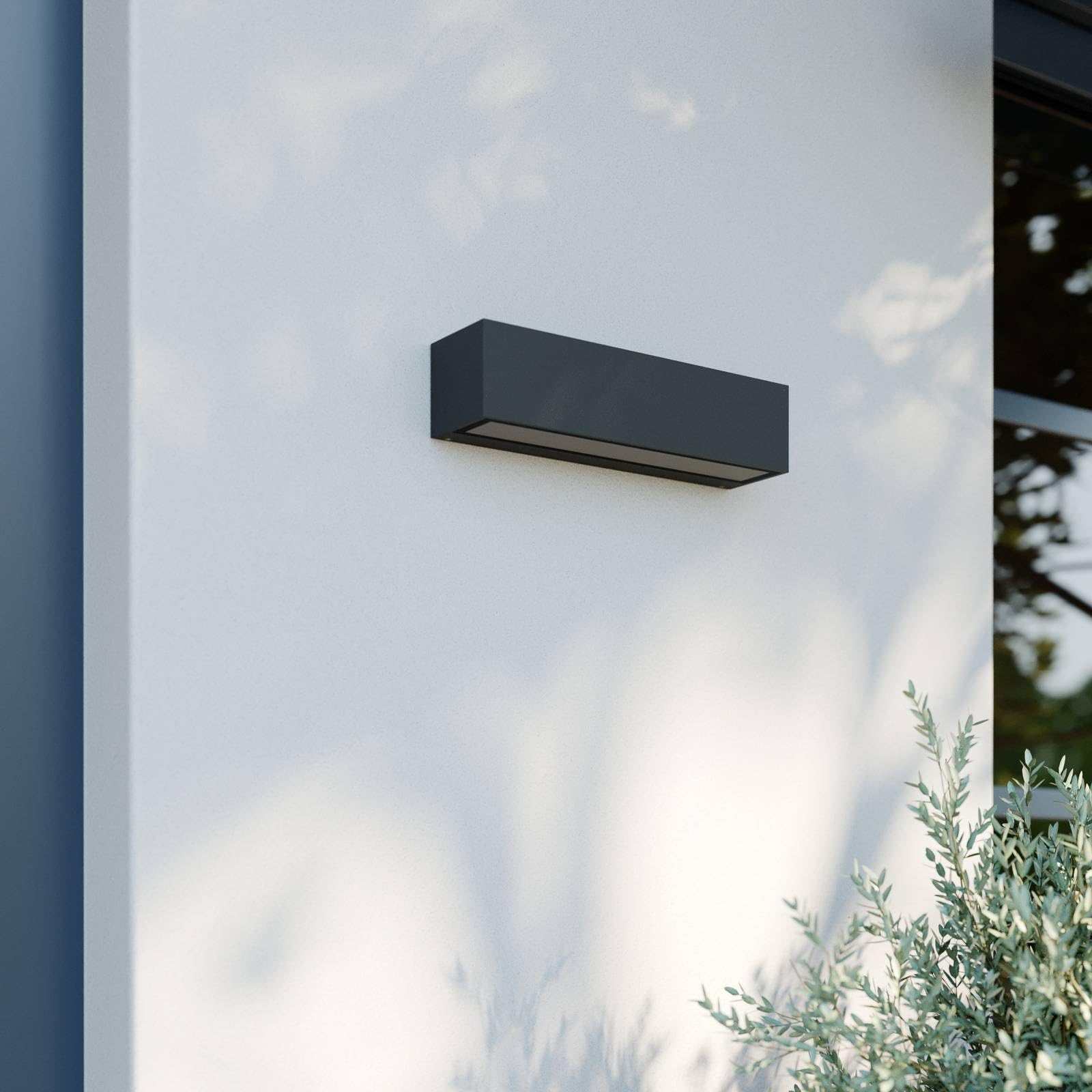 Lucande LED Wandleuchte außen Lengo (Modern) in Schwarz aus Aluminium (1 flammig,) - Außenwandleuchten Wandlampe Led Außenlampe Outdoor für Außenwand/Hauswand Haus Terrasse &