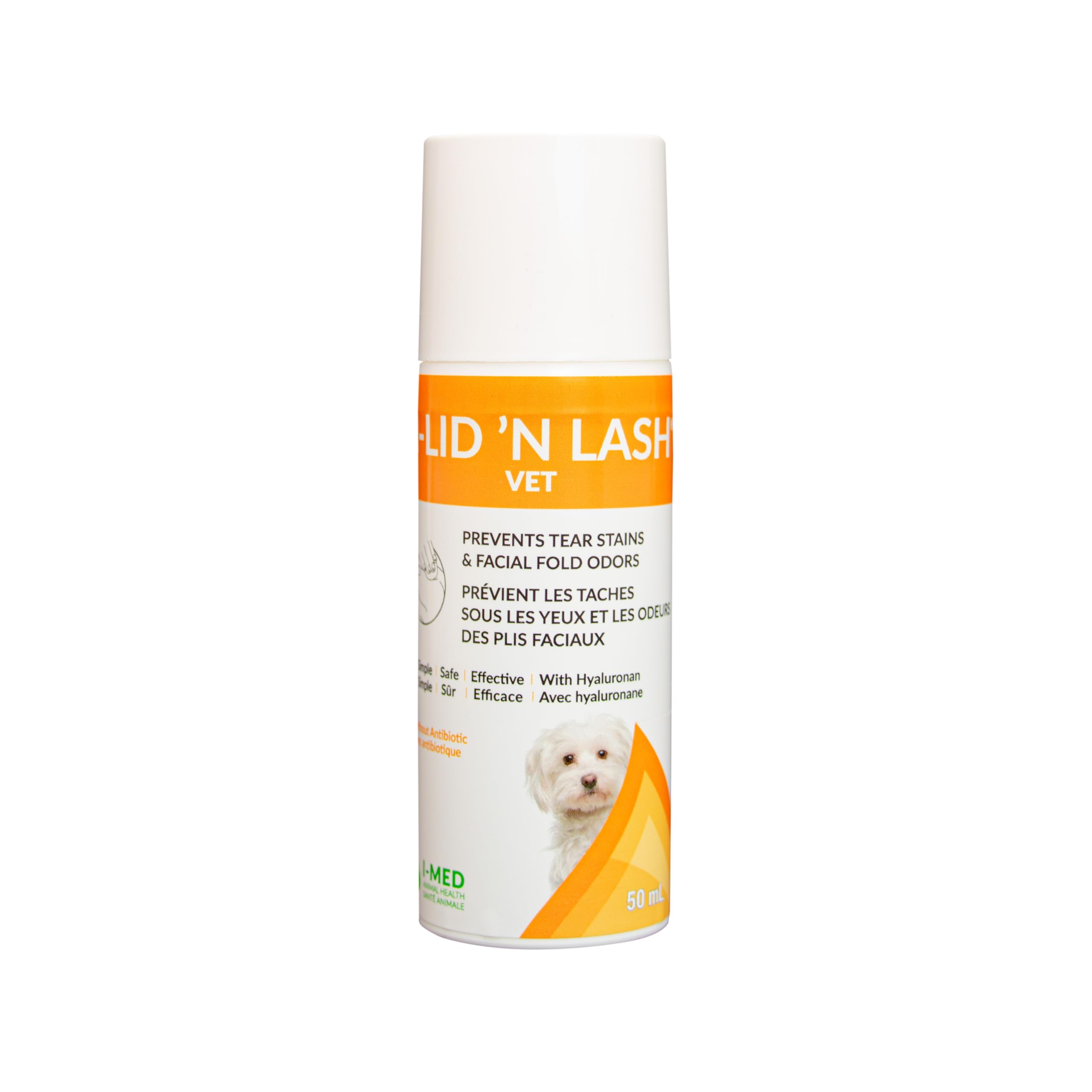 I-LID ’N LASH Vet Pump-Préventeur de Taches de Larmes pour Chiens et Chats(50 ml),Prévient les Taches de Larmes,Nettoyant Anti-Odeurs,Solution avec Acide Hyaluronique,Lavage Oculaire Sans Antibiotique