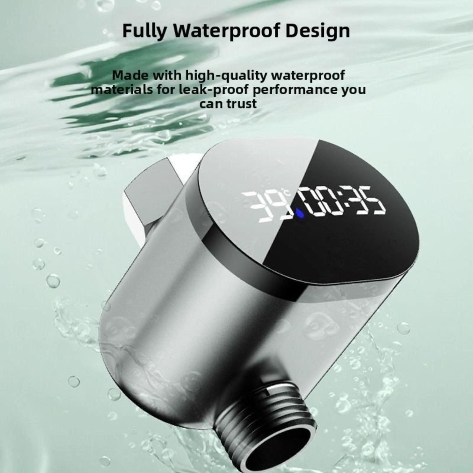 termómetro de Agua, LED Shower Temperature Display,Digital Water Gauge, with Flow Powered Operation