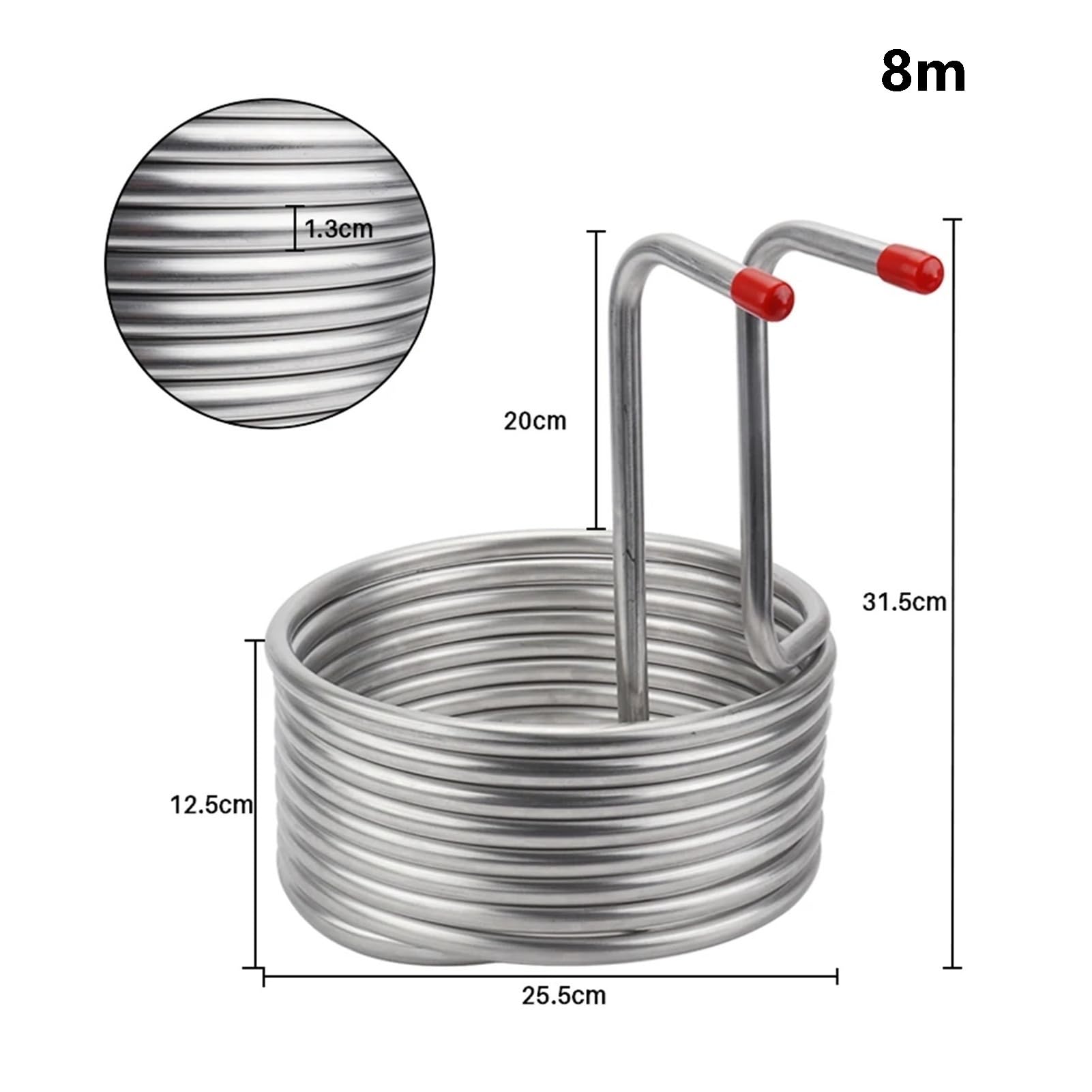 Enfriador de Mosto Enfriador de Mosto de inmersión de 8 m/16 m, intercambiador de Calor de Tubo de serpentín de enfriamiento de Acero Inoxidable de 12,7 mm(8m)