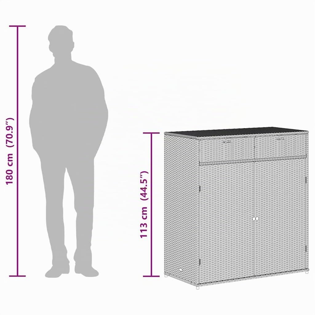 vidaXL Gartenschrank Geräteschrank mit Türen Beige Poly Rattan
