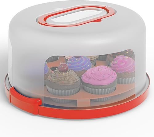 Miniatura 2 de Porta magdalenas con tapa y asa + placa de soporte para pasteles con cúpula  Soporte redondo de 10 pulgadas para pasteles con tapa  Contenedor de